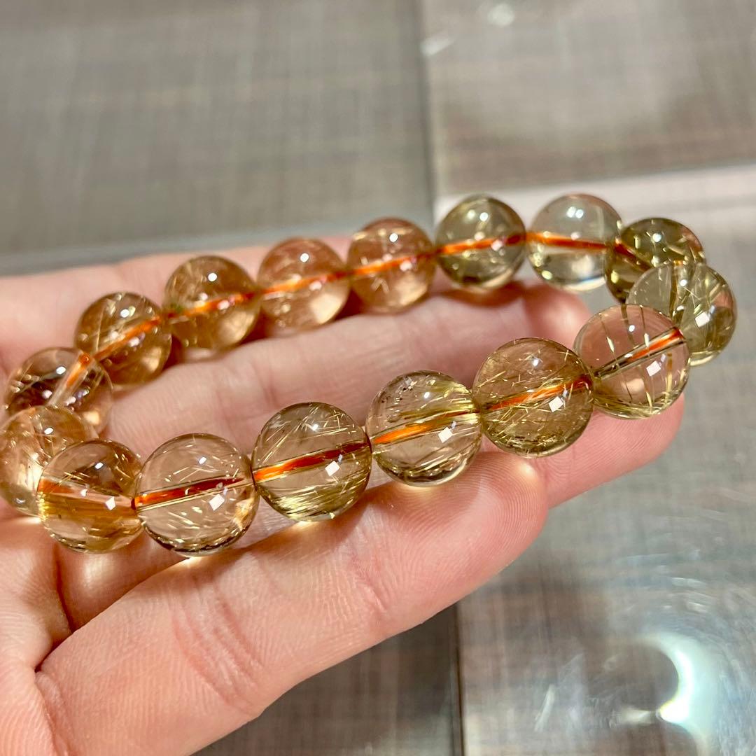 無着色の針　ゴールドルチルブレスレット　ルチルクォーツ　9-12