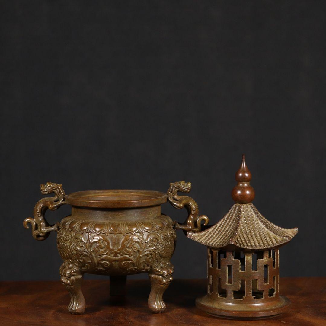 銅器 太上老君錬丹炉 三足鼎 供養塔薫炉 香道具 装飾品 工芸品 置物