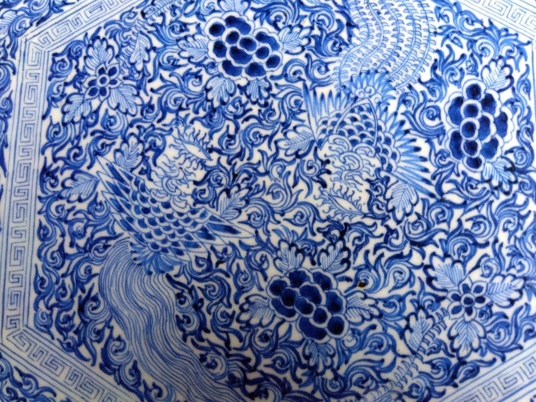 骨董 染付 六角皿