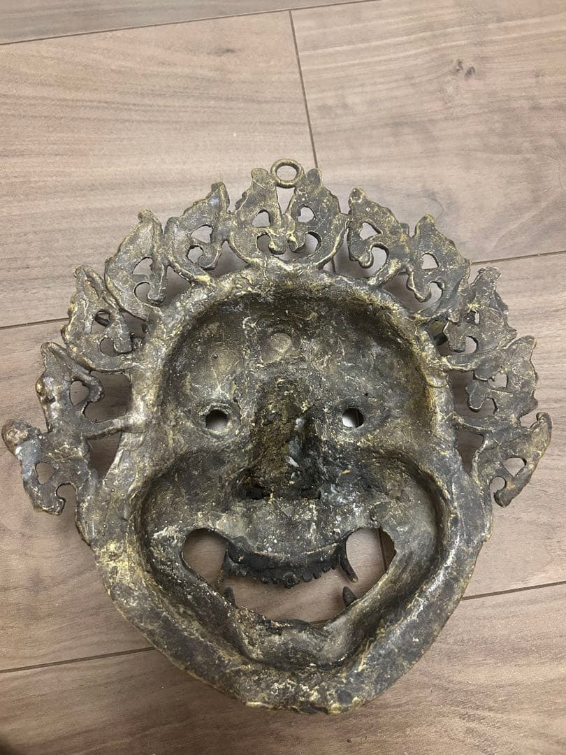 ヤマタカ 壁掛けマスク チベット仏教 古銅製 時代物