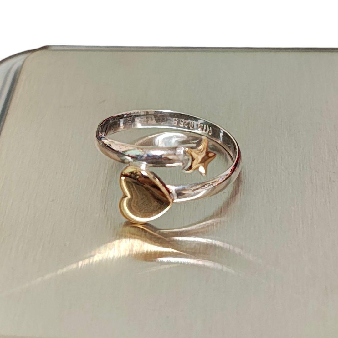 K18/925S刻印　スター/ハートリング　9号