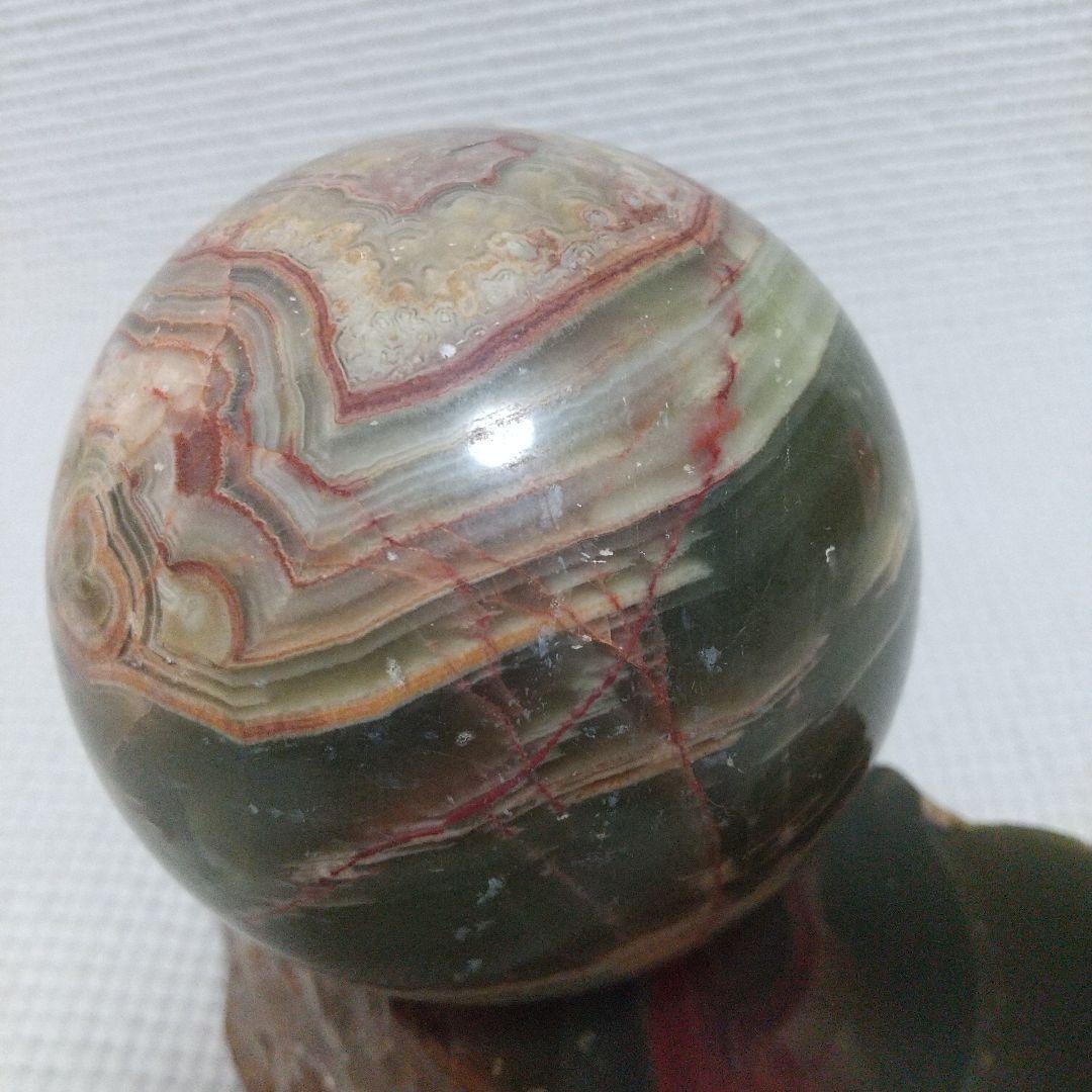 まるで惑星 4.2kg 碧玉? 赤/緑/黄の縞模様が美しい観賞石31cm