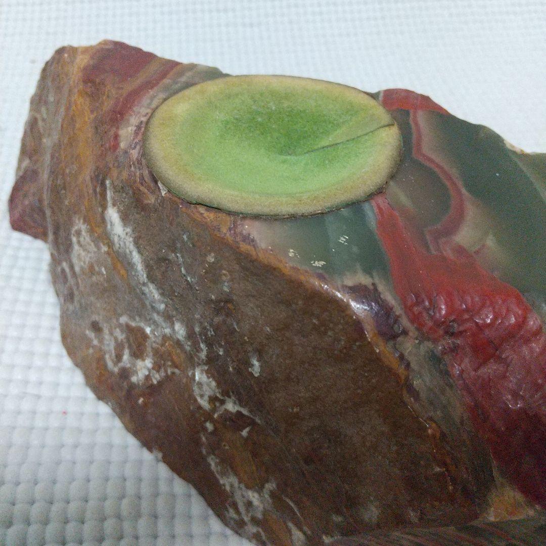 まるで惑星 4.2kg 碧玉? 赤/緑/黄の縞模様が美しい観賞石31cm