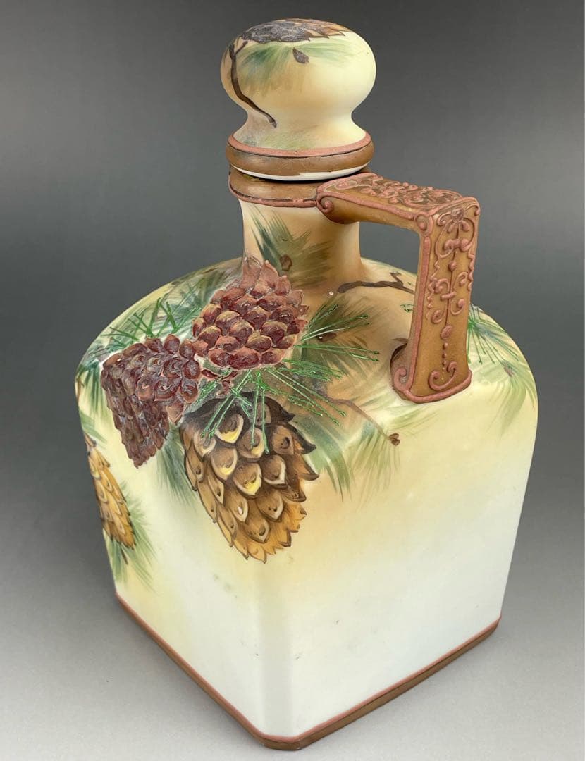 【希少】オールドノリタケ 松ぼっくり紋ウィスキージャグ モールド 盛上げ 松笠