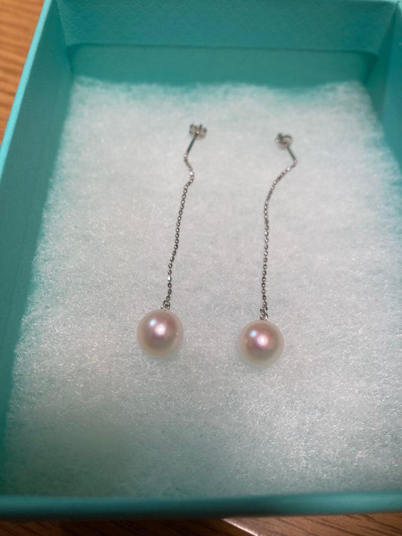 アコヤ真珠k18WGロングチェーンピアス新品同様　送料無料！ 楽天市場】【在庫限り】WGK18チェーン・あこやパールピアス【あこや