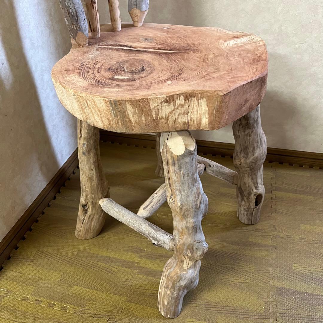 流木の椅子花台スツール流木インテリアディスプレイ台丸太輪