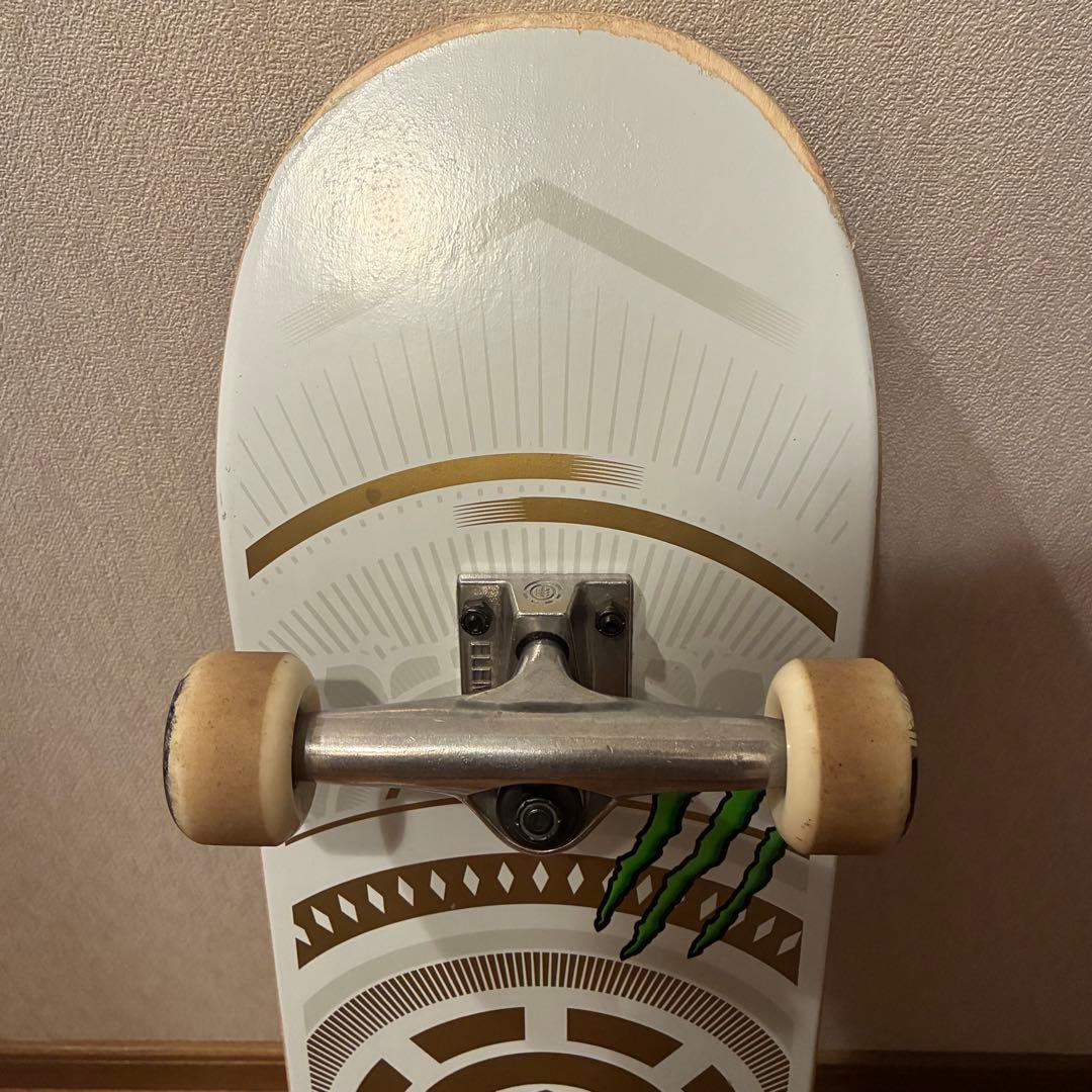 【8インチ】 ELEMENT スケートボード コンプリート ホワイト/ゴールド