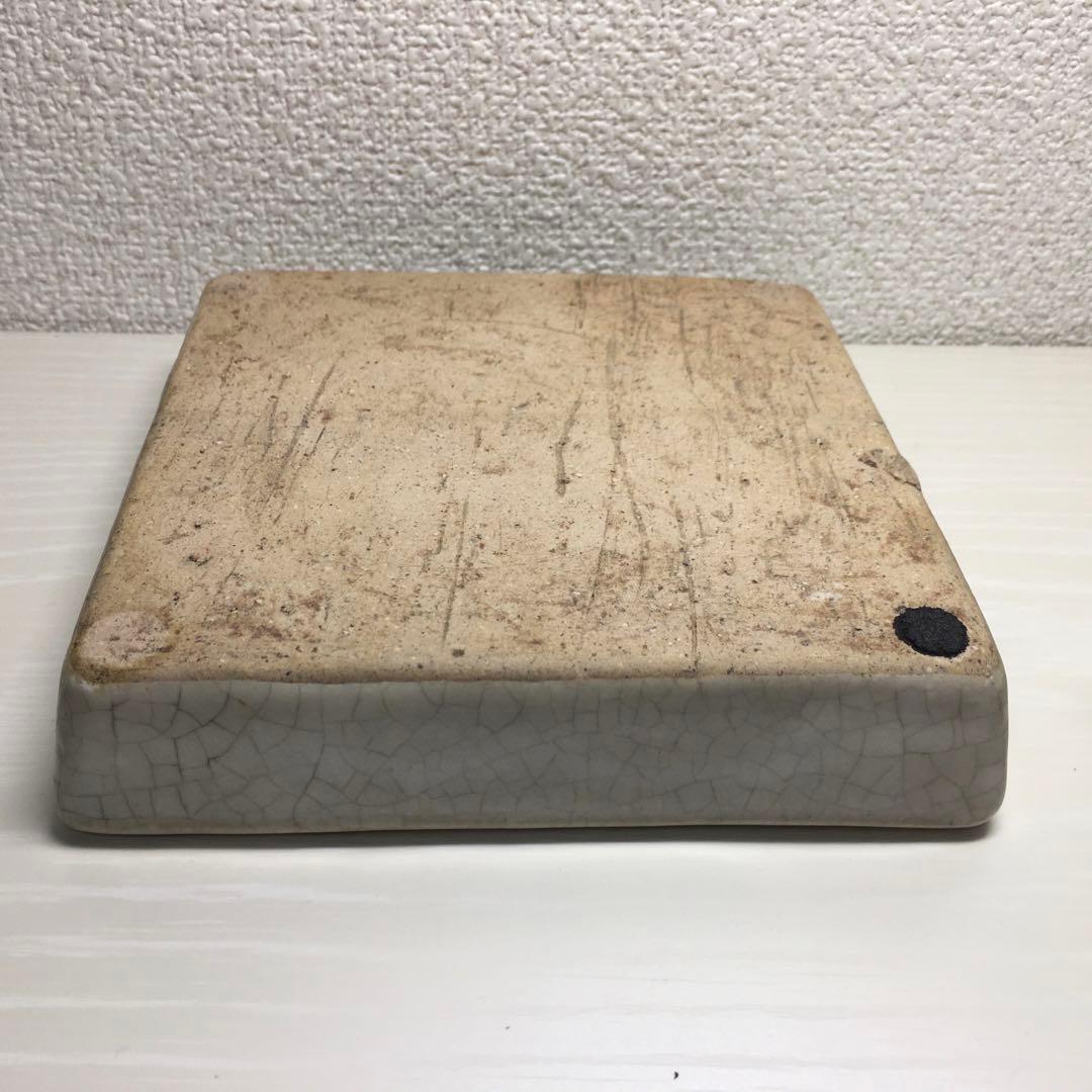 中国陶磁　哥窯 四方皿　自家藏出 仿宋御窯「哥窯」風花器　壺陶芸　骨董品　書道具