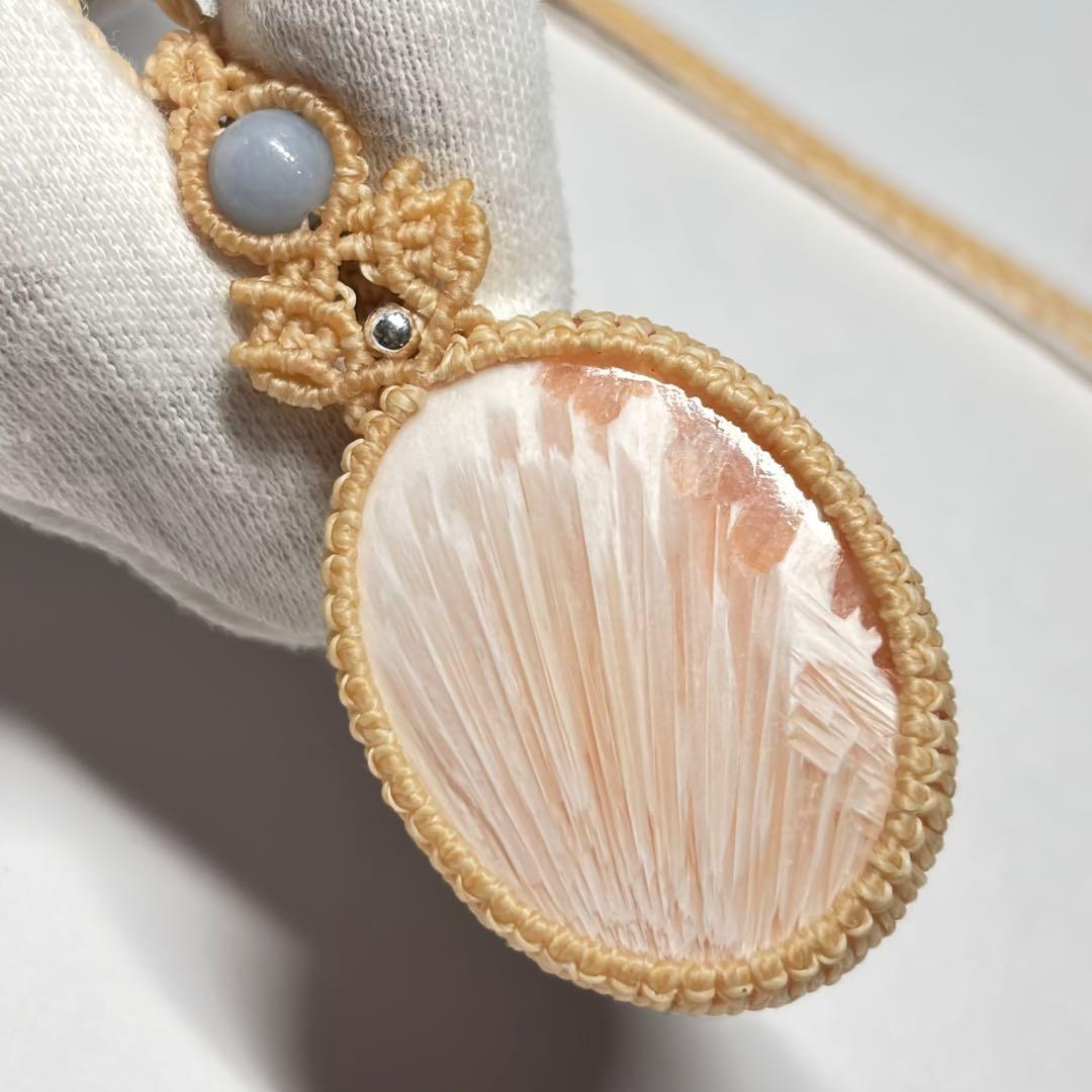2116 ♡ピンクスコレサイト&ムーンストーン天然石♡マクラメネックレス