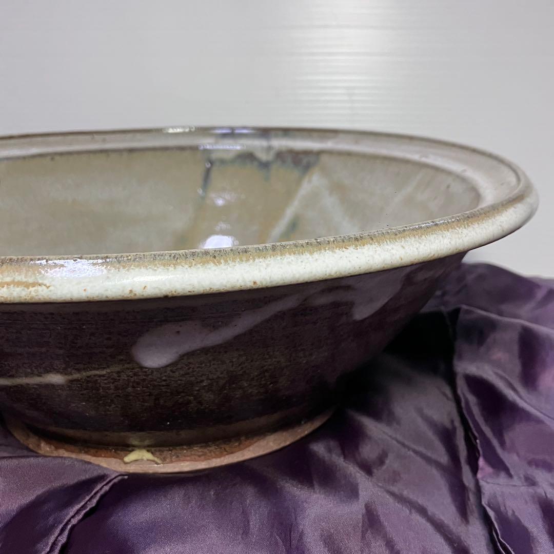 陶器　肥後　熊本　小代焼　大鉢　直径３２cm 刻印あり　井上泰秋作？
