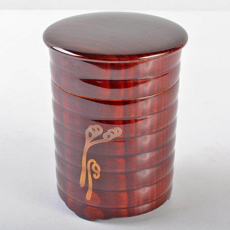 茶道具　加賀漆師　金城萬茂造　蕨蒔絵　烟草筒　煙草入　共箱　V　R5453