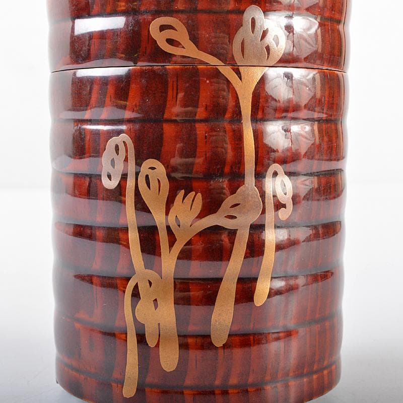 茶道具　加賀漆師　金城萬茂造　蕨蒔絵　烟草筒　煙草入　共箱　V　R5453