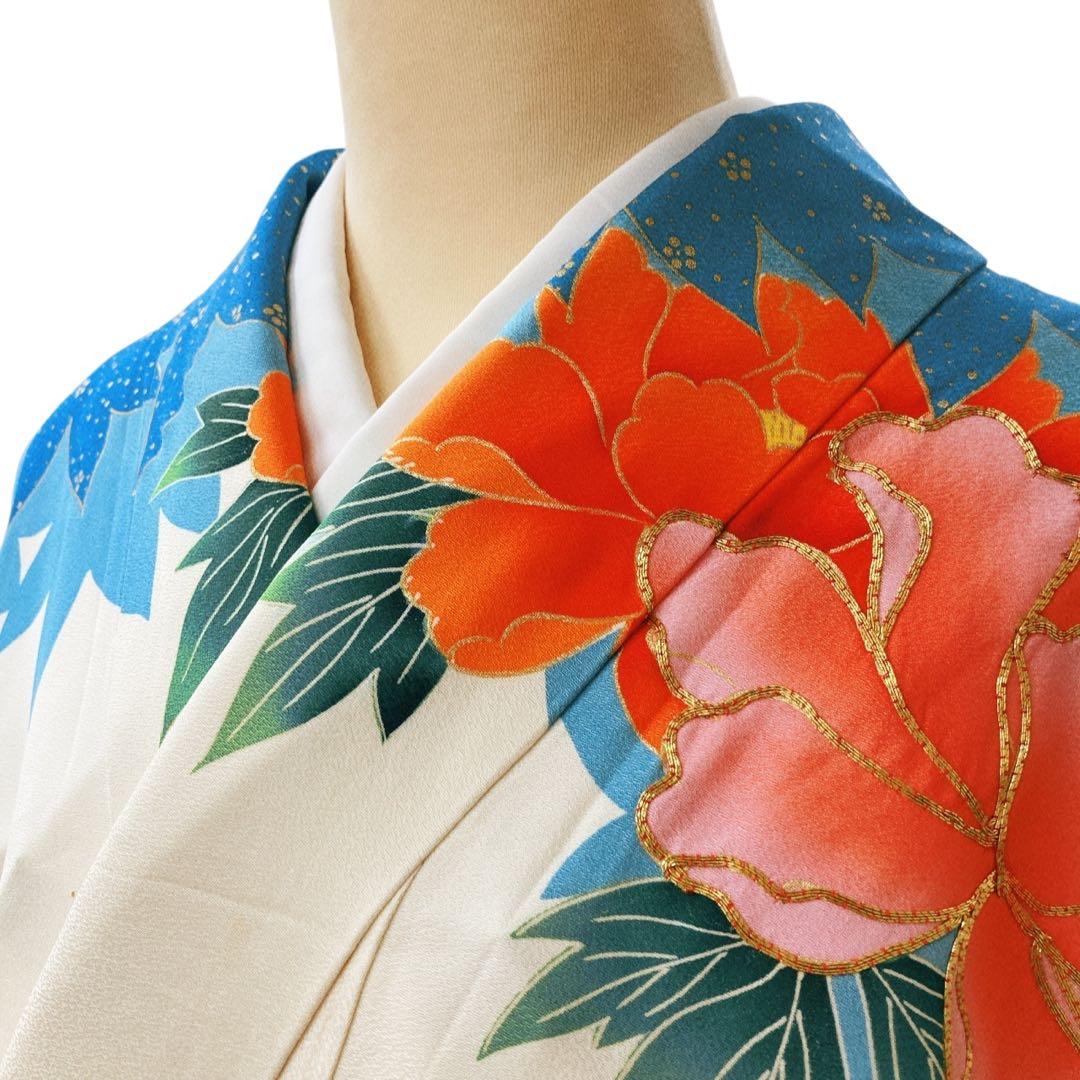 ◎mk-1386 引き振袖 お引きずり 婚礼衣装 金駒刺繍 10-7