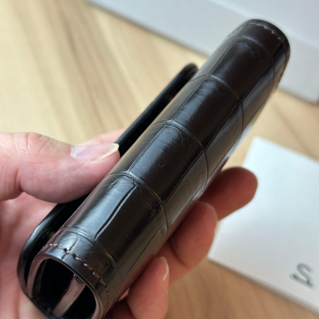 ワイルドスワンズ ポント クロコ ブラック【極美品】　小銭入れカバー付き