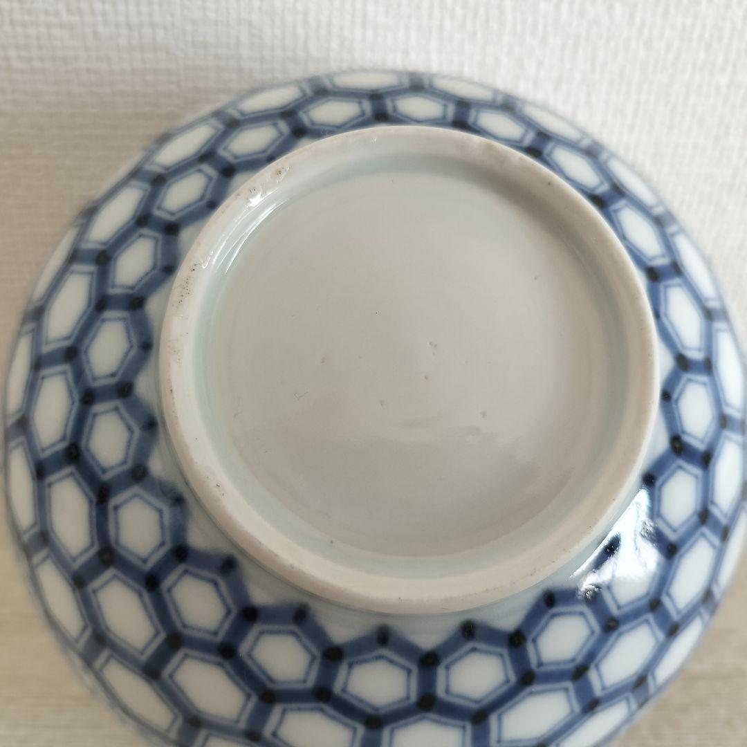 古伊万里　萩唐草　亀甲文向付・汲み出し茶碗