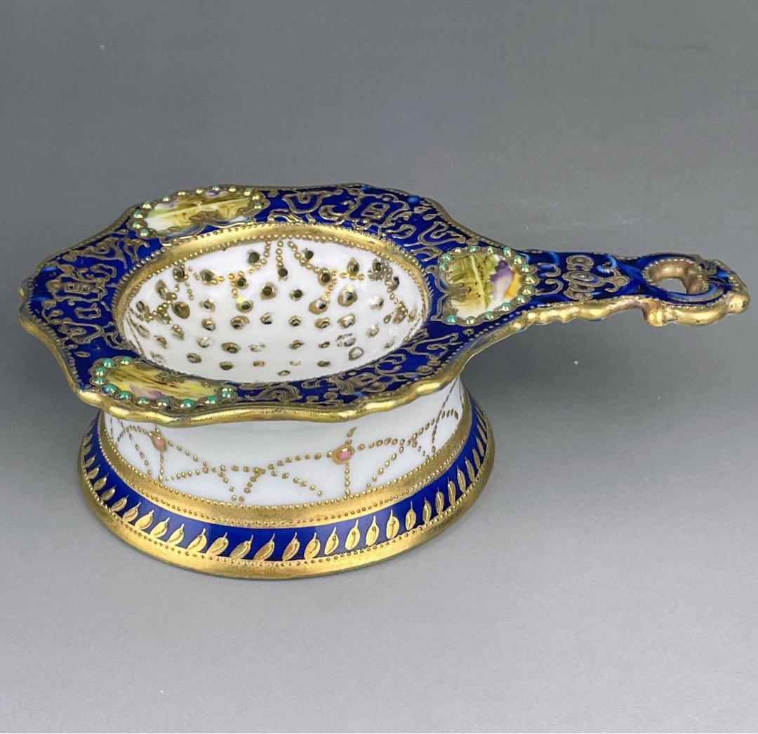 【美品】オールドノリタケ ティーストレーナー 茶漉し ジュエル ジュール スワン