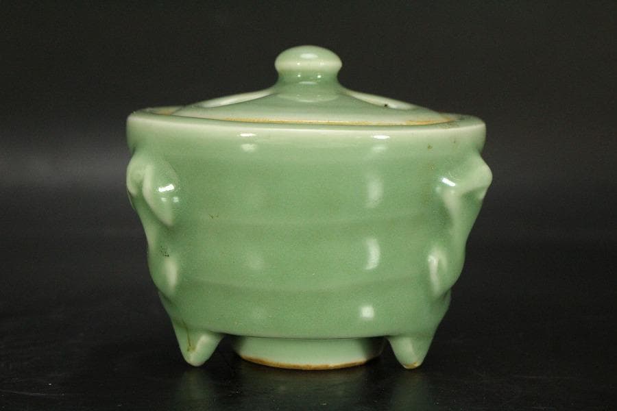 青磁 香炉 渓山作 京焼 591