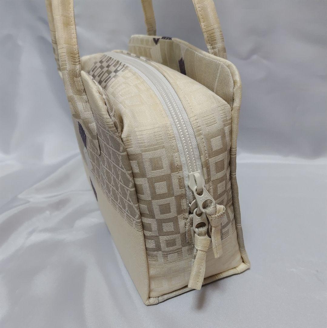 生成り　源氏香　利休バッグ　和装バッグ