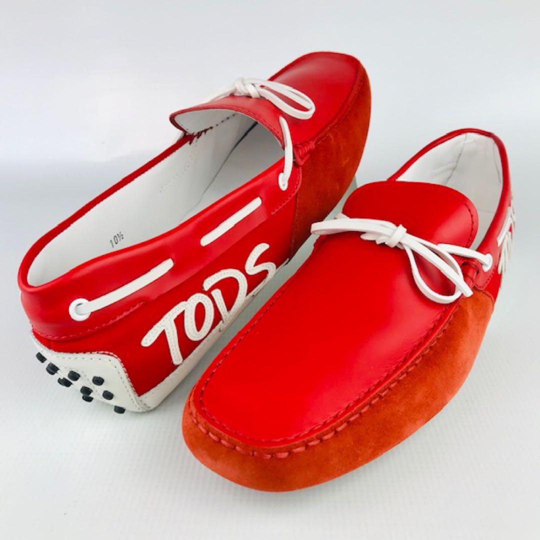 新品未使用★TOD'S・レザー切替 サイドロゴ ドライビングシューズ(10.5)