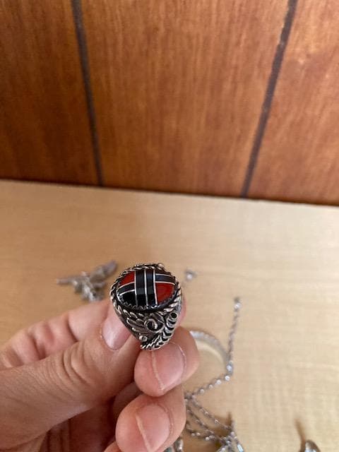 インディアンジュエリー シルバー リング バングル ネックレス インレイ