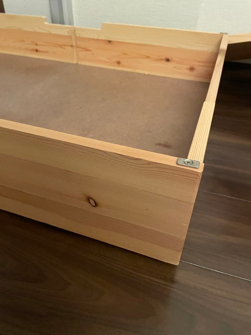 木製シングルベッドフレーム×2 引き出し×2