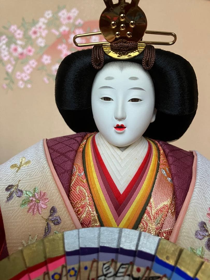 御京雛④平安春峰作　雛人形　三段飾り　お雛様　京都西陣織り　ひな人形3段　桜刺繍
