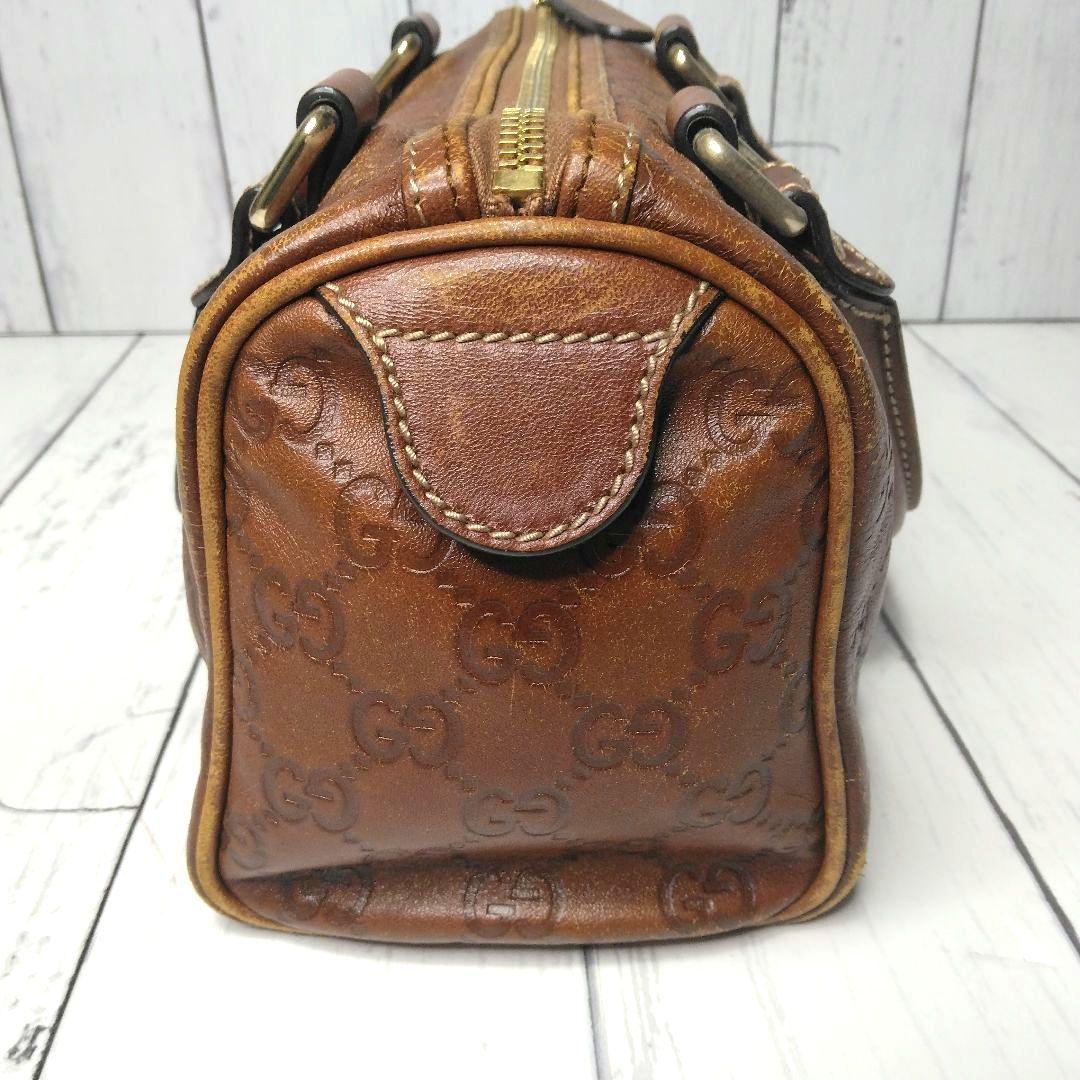 GUCCI ミニボストン　シマ　GGロゴ オールレザー　希少　総柄　493075