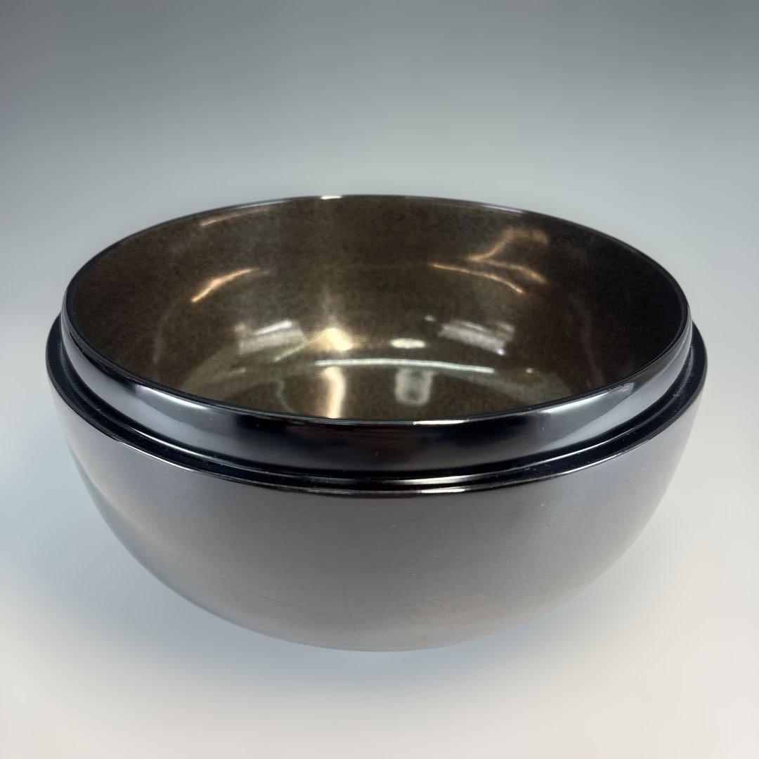 【中古品】輪島塗食籠 蒔絵「玉峰」塗師「静峰」髙台寺蒔絵 外黒塗内銀梨地（共箱）