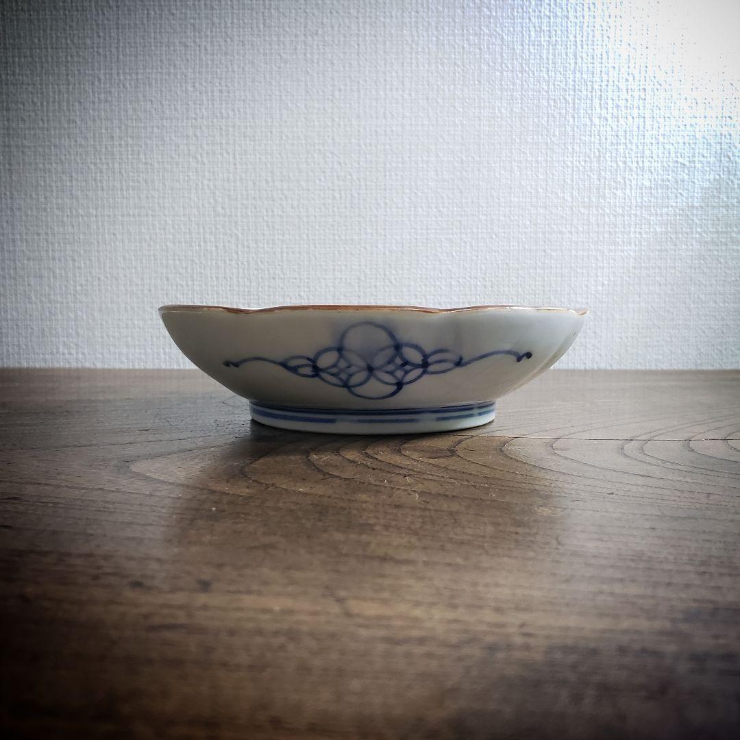 八花弁皿 染付 色絵付 取り皿 なます皿 岩 梅 菊 銘