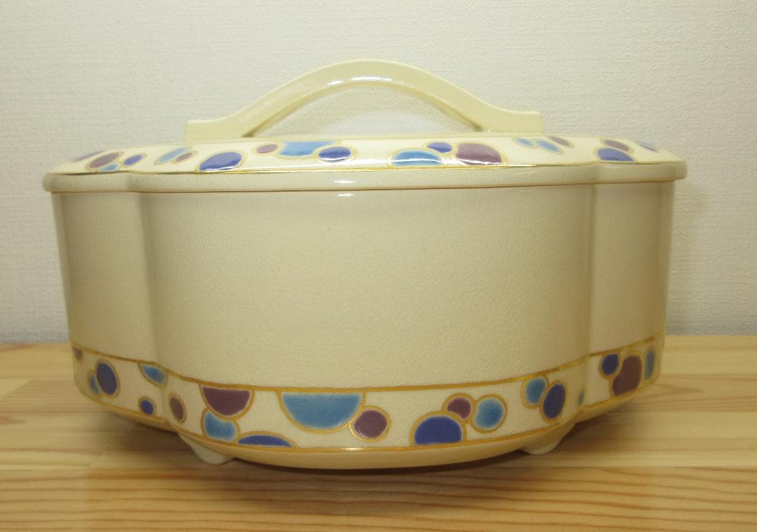 送料込【逢絢亭・新品】茶道具 食籠 喰篭 京焼 ツボツボの絵 手塚石雲 共箱入り