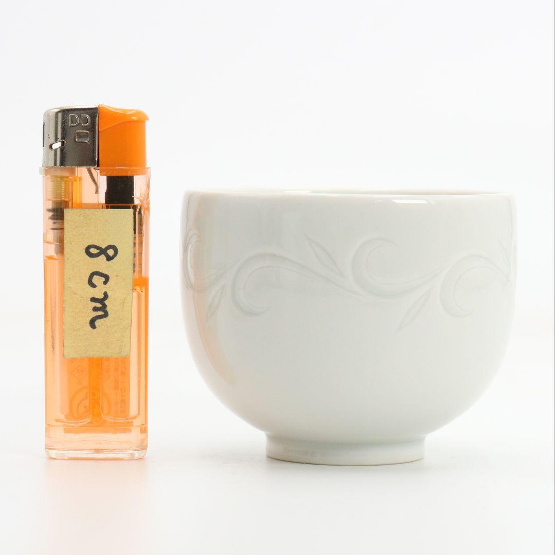 林敏夫作 白磁唐草文湯呑 五客 共箱 板谷波山弟子 C695