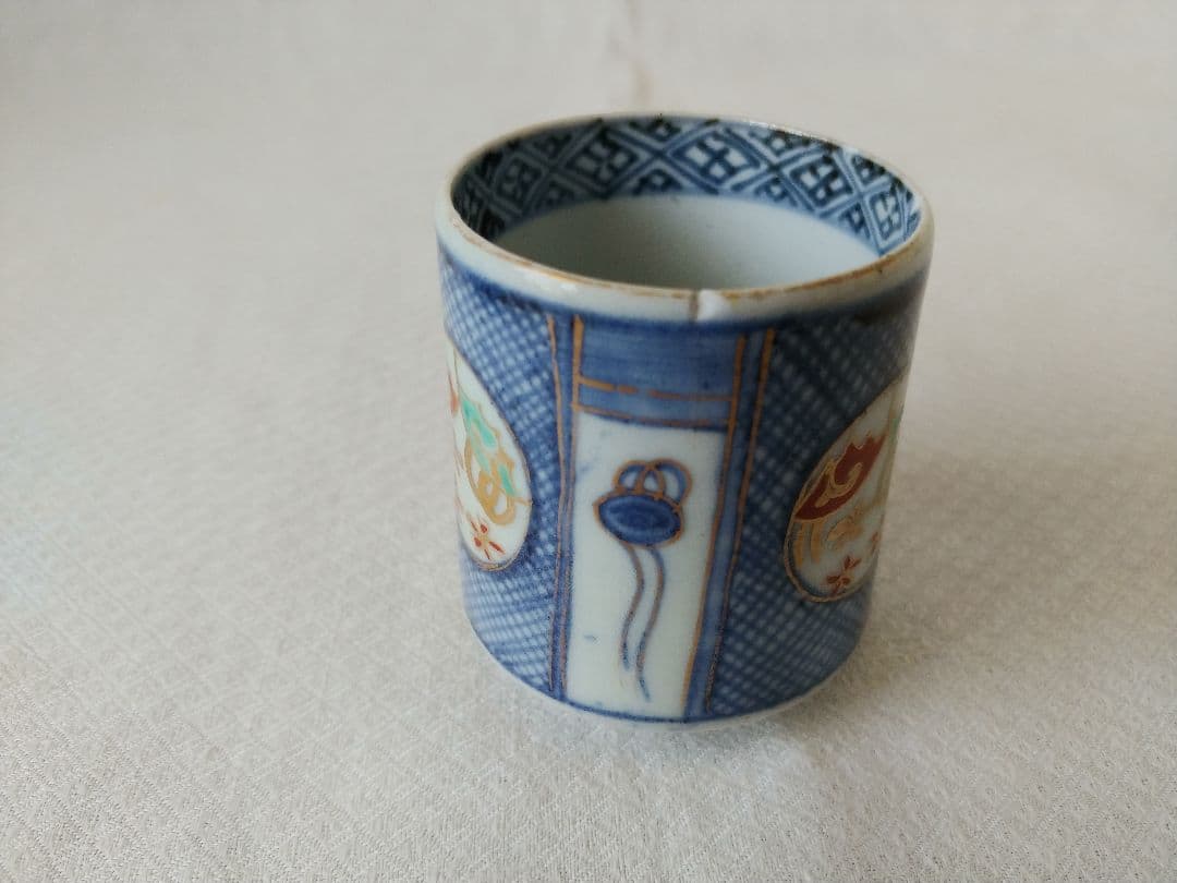 てっさい堂 猪口 古伊万里 染付 シルバー セット B (トレイ含まず)