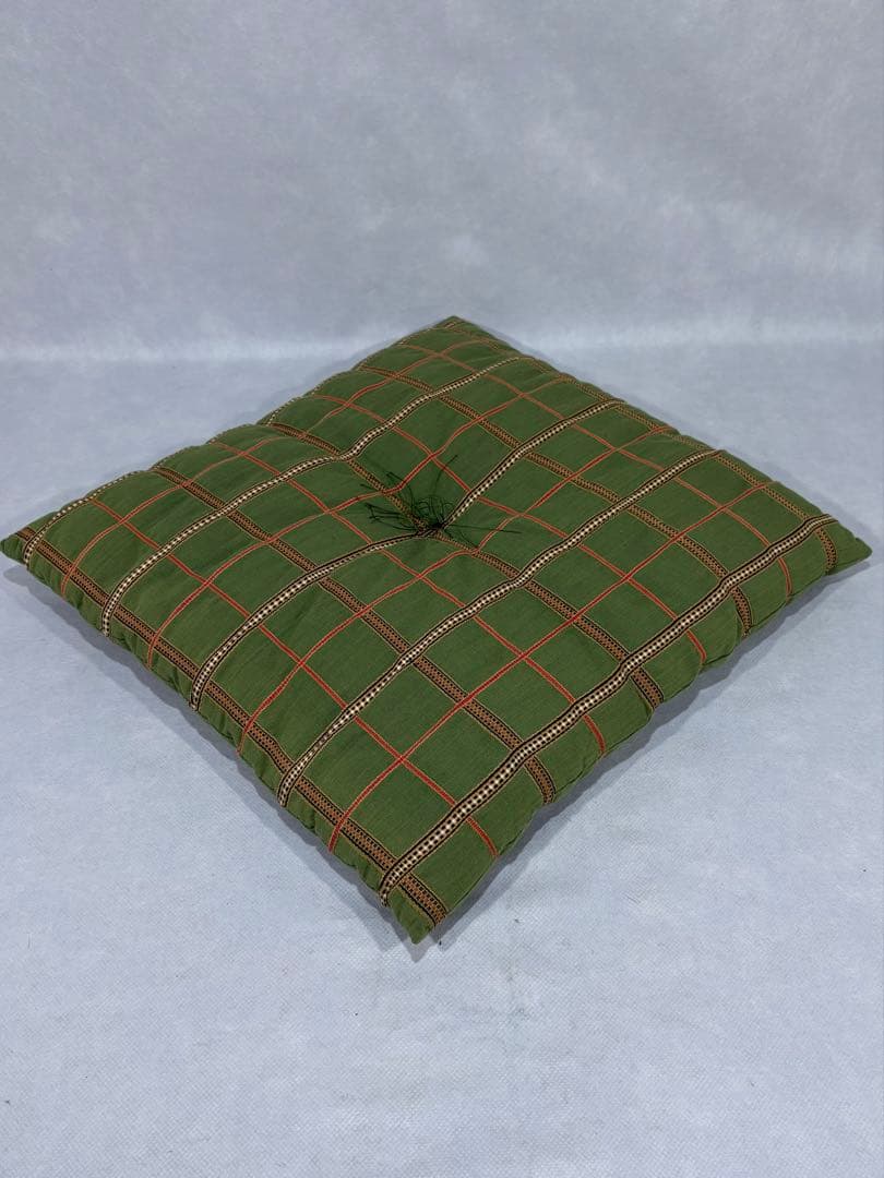 茶席用 綿座布団 吉野間道(緑) 五枚 美品 茶道具 和風インテリア 送料