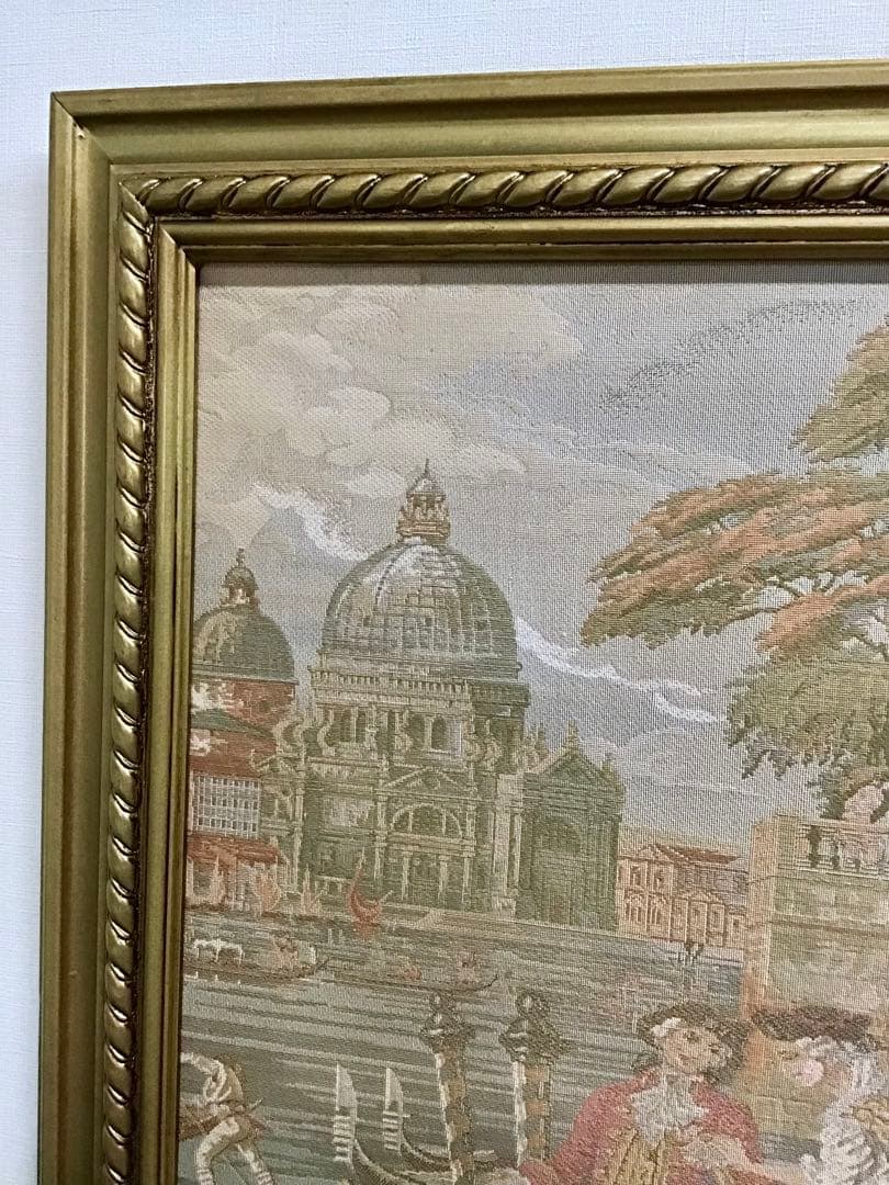 管179☆イタリア製☆ゴブラン織☆額絵