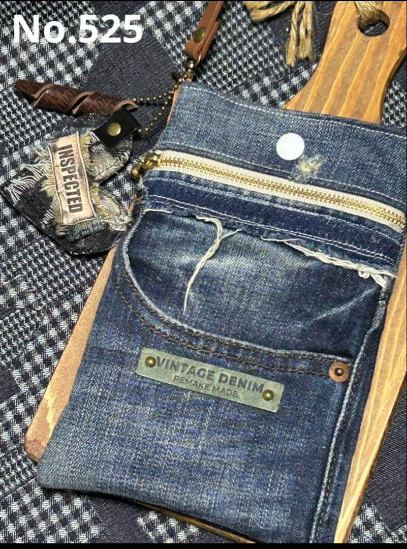 リメイクデニムポケットいっぱいポーチ さくらさん