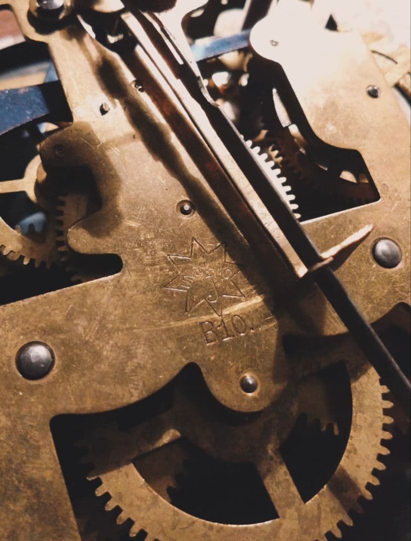 柱時計（OH済）ユンハンス　黒柿　アンティーク　琺瑯文字盤　精工舎　ゼンマイ