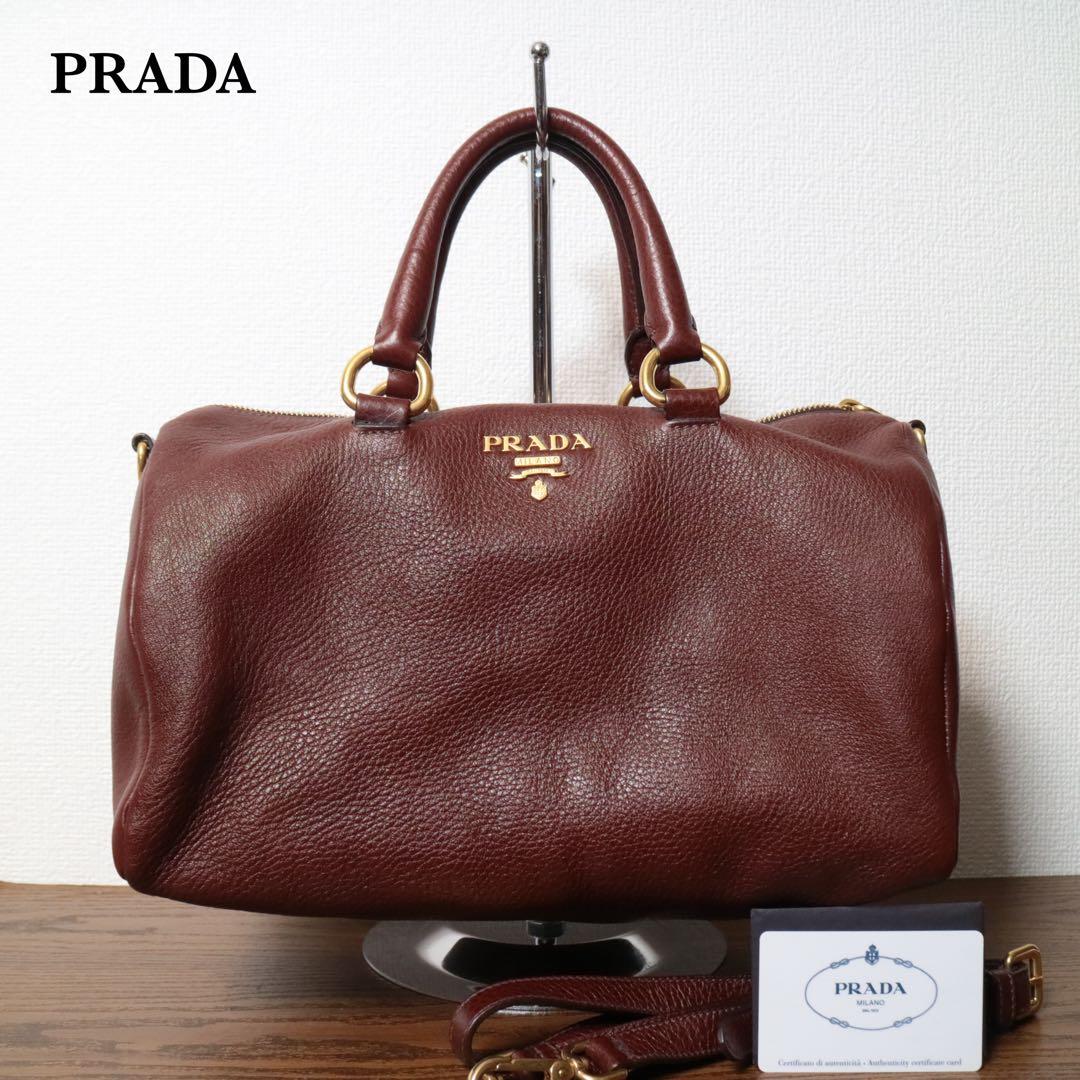 【極美品】 PRADA ダイノレザー ボストンバッグ ショルダーバッグ ギャラ