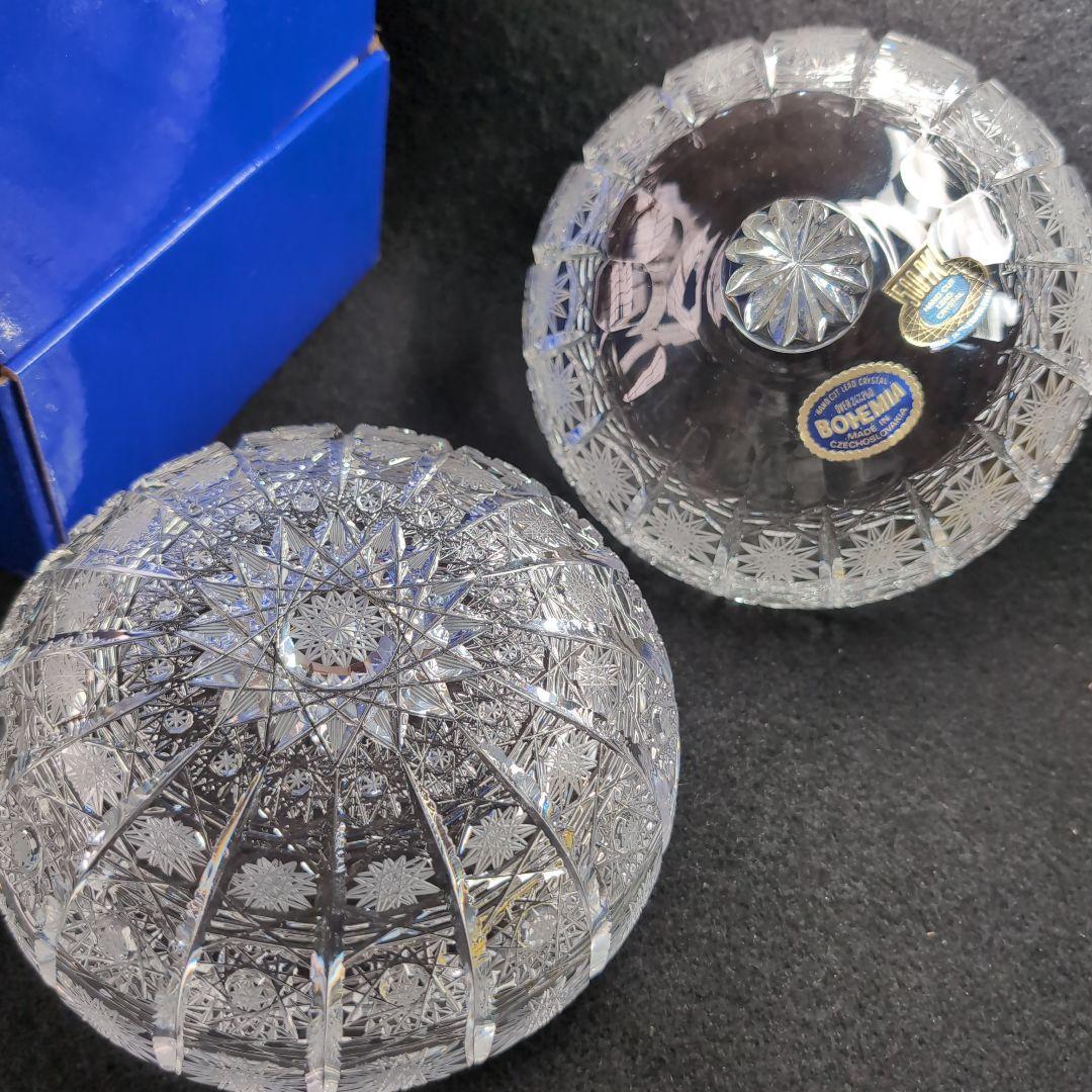 ボヘミア】高級クリスタル 蓋付きボウル PK500 ハンドメイドカット