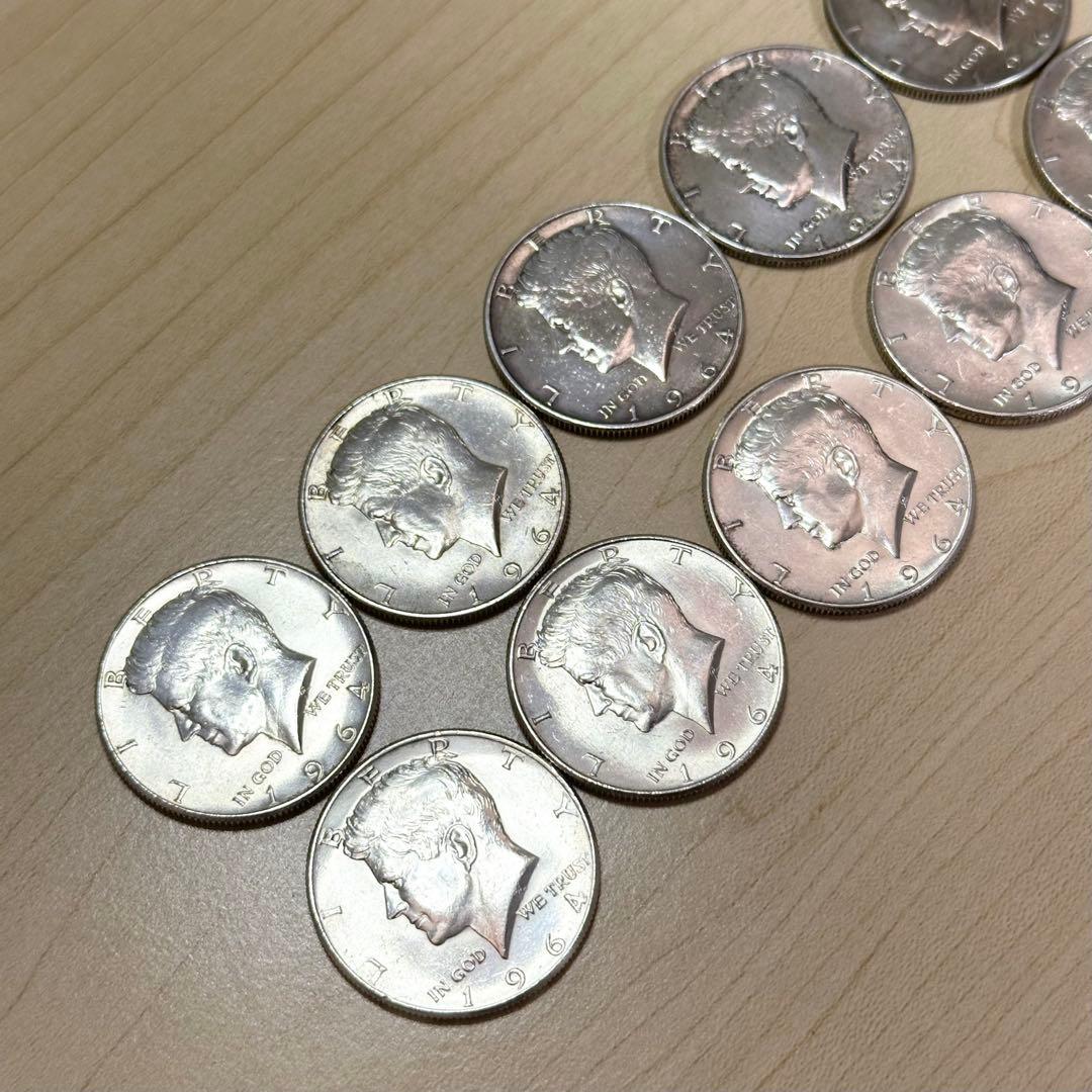 ケネディ ハーフダラー 1964年 10枚 銀貨 シルバー 銀品位90