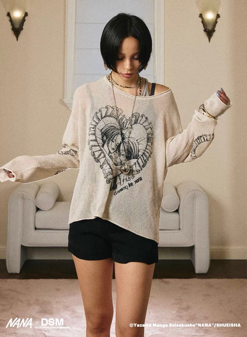 NANA 大崎ナナ ハチ ニットカーディガン 海外コラボ DSM 通気性 長袖