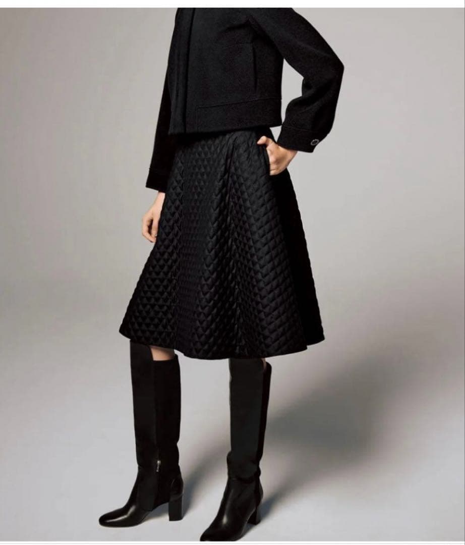 フォクシー キルティングスカート 43043 クロス リリー ブラック