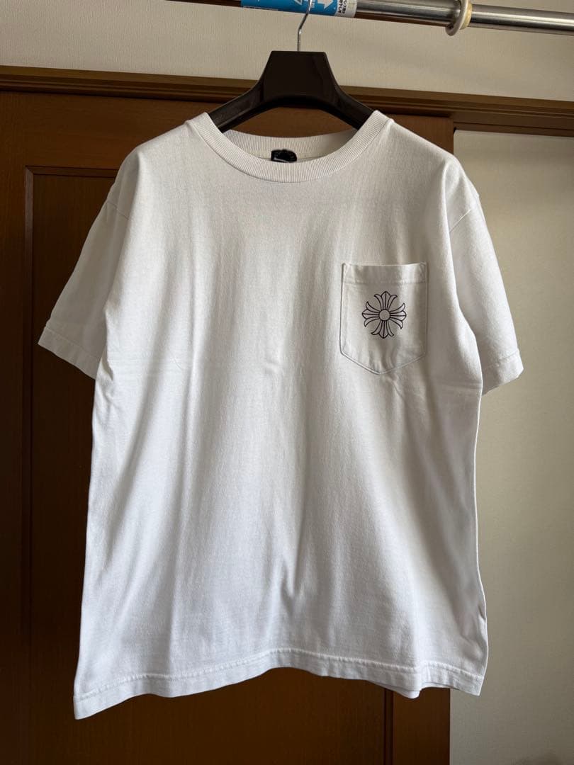 ホワイト Tシャツ Mサイズ 前面刺繍 背面十字架 十字架 ☆ Tシャツ 】 cross embroidery Tee shirt - white, black