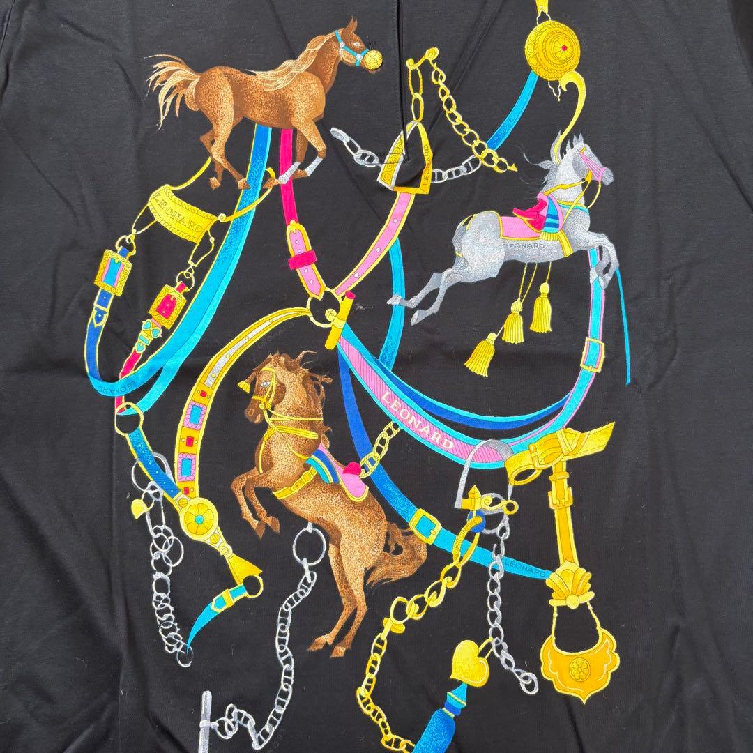 【未使用】レオナールスポーツ ホース柄 馬 金ボタン 長袖 ポロシャツ