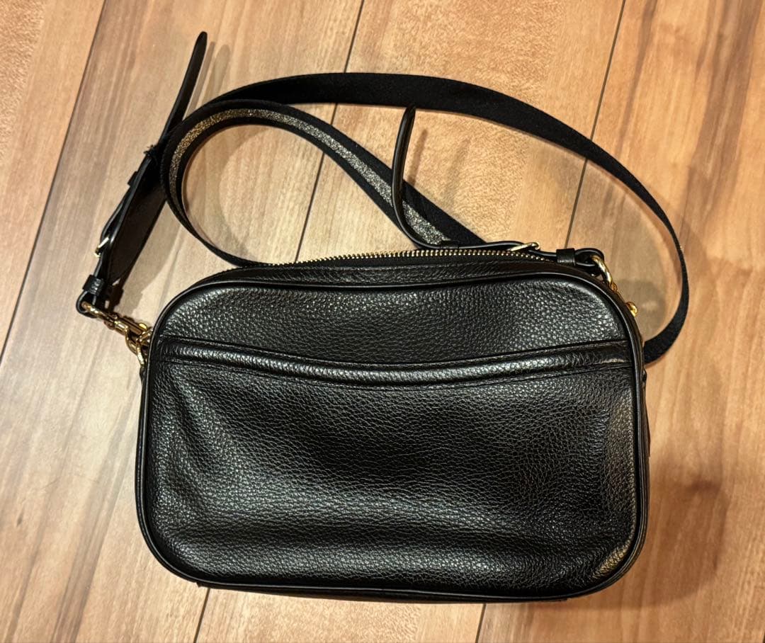 正規品 COACH (コーチ) レザーショルダーバッグ ブラック ゴールド