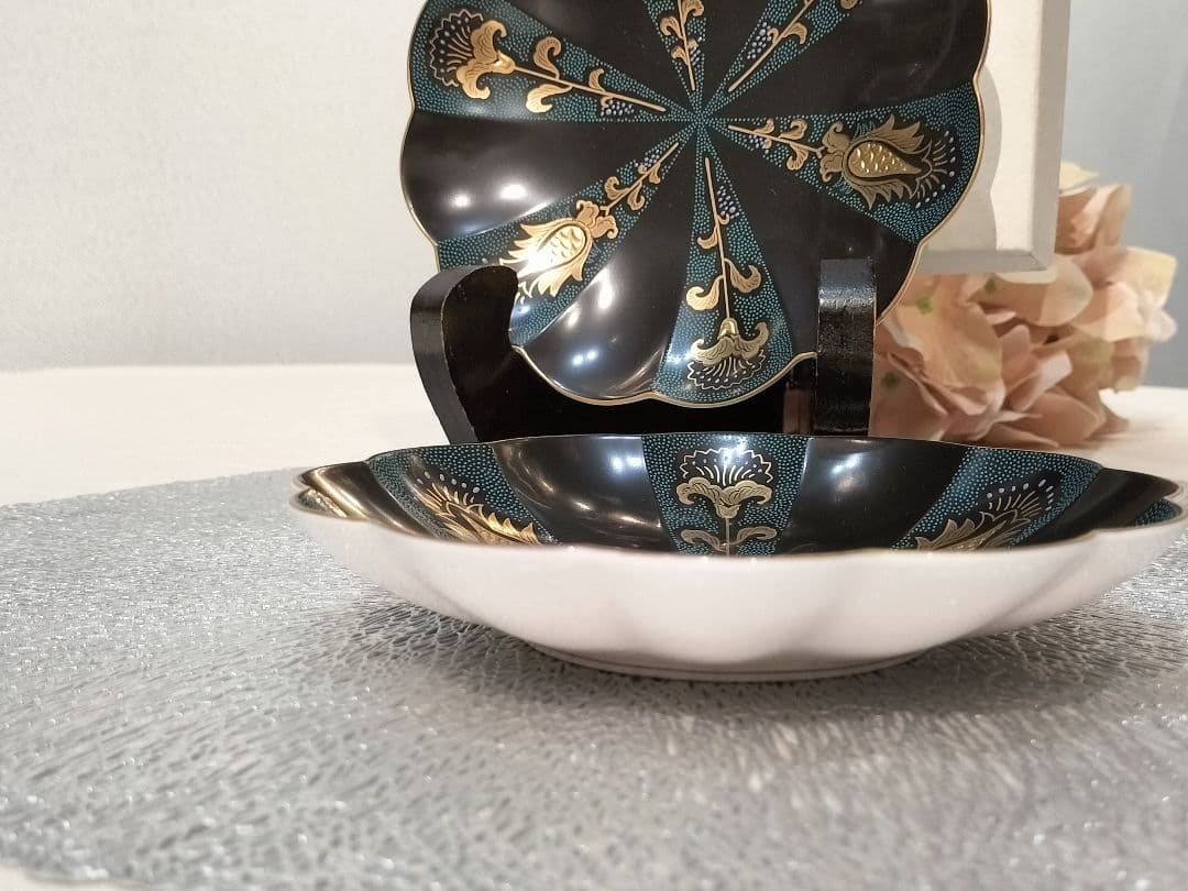 九谷焼 仲田錦玉 NIKKOニッコー 100周年 銘々皿 お皿 菊型 中皿