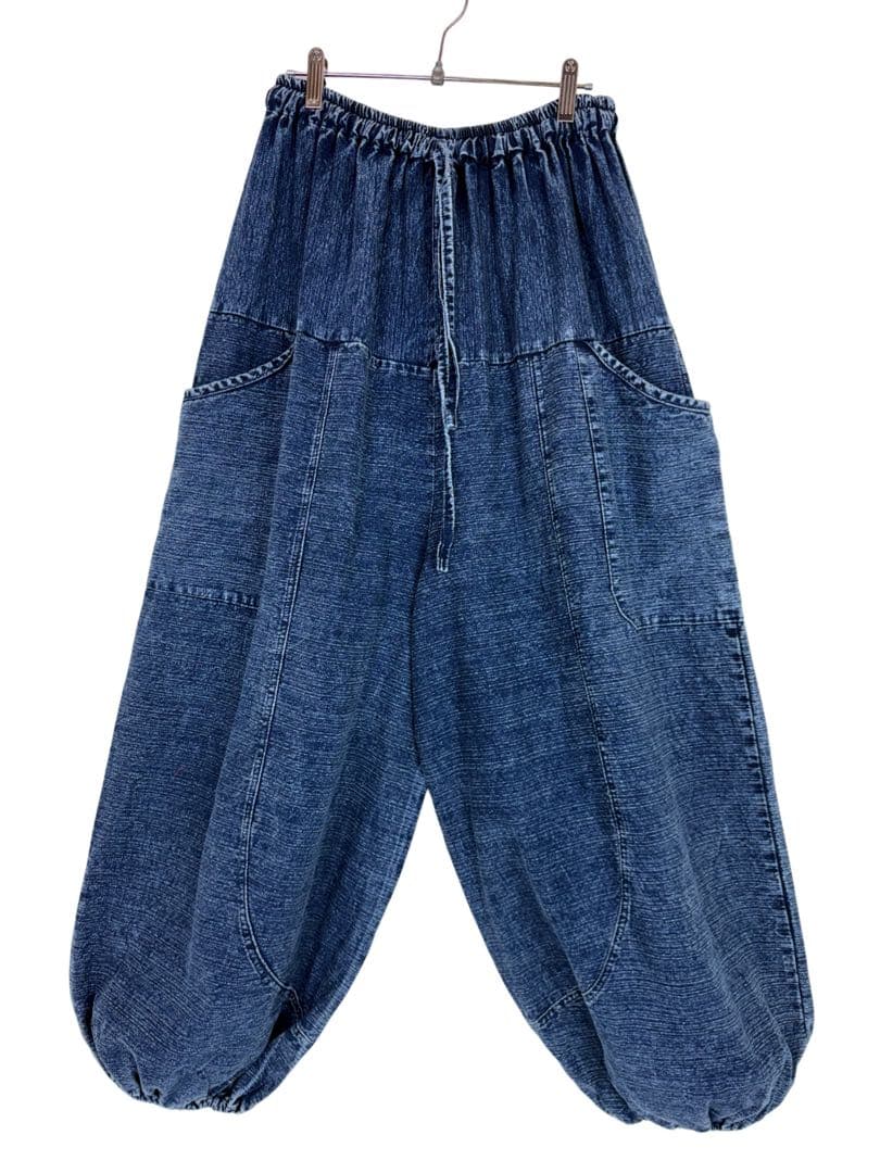 【新品】藍染　ストーンウォッシュ　タイパンツ　バルーン　男女兼用　F455
