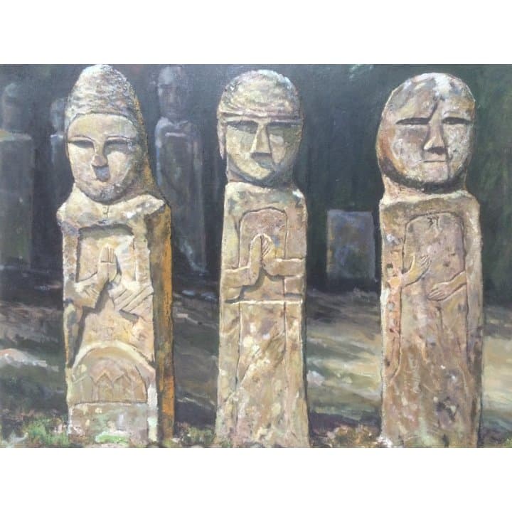 岡村達夫 作　石仏  15号油絵 岡村達夫 作石仏 15号油絵