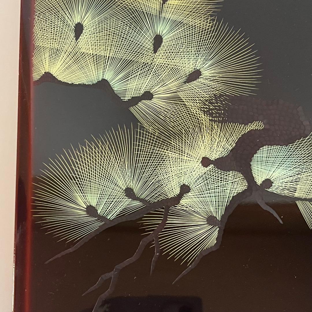 未使用】越前漆器 文箱 錦松沈金 吉田屋漆器 茶道具 金色葉模様