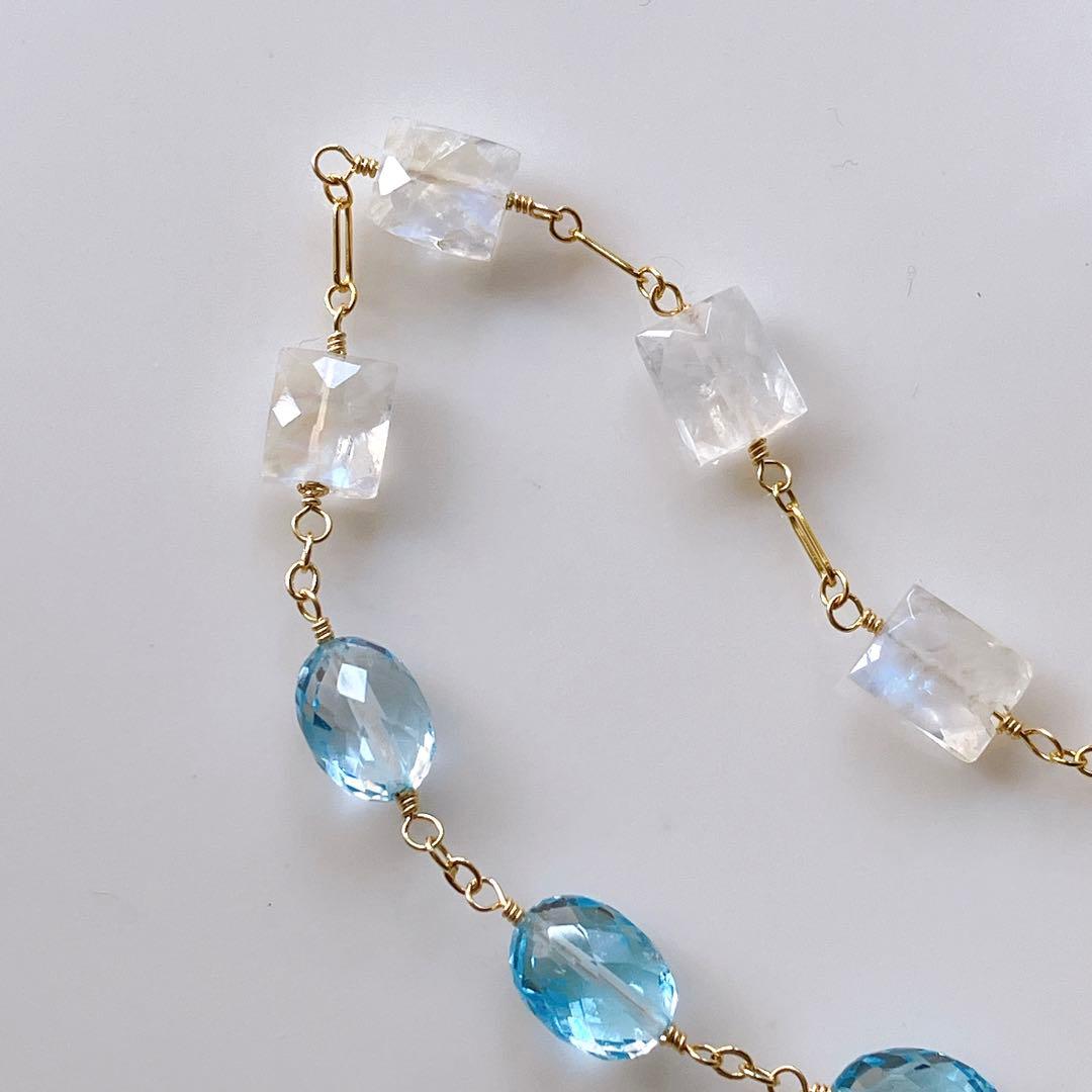 Kaya◆高品質✧スイスブルートパーズ×ブルームーンストーンブレスレット