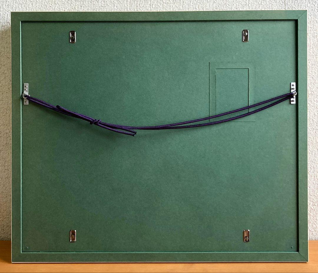 作者不詳「あさがお」額装6号 ●岩彩作品 落款 鮮やかな朝顔の図です●